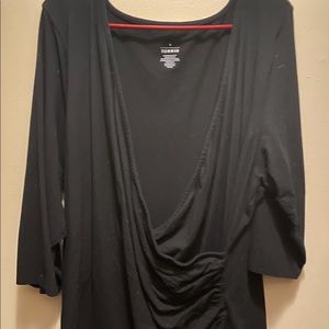 Torrid size 5 black long top with scoop neck